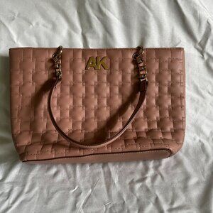 Anne Klein Quilted Tote Bag With Gold Chain Straps & Logo